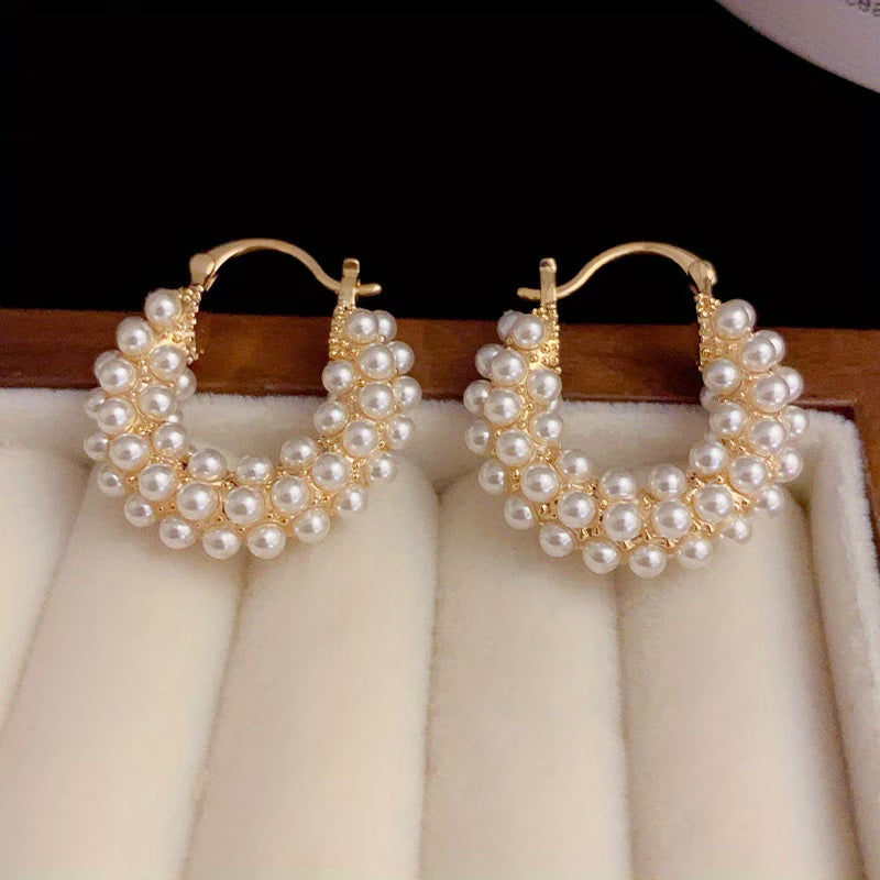 Boucles d'Oreilles en Cerceau avec Perles Superposées