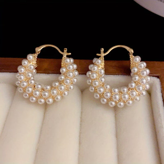 Boucles d'Oreilles en Cerceau avec Perles Superposées