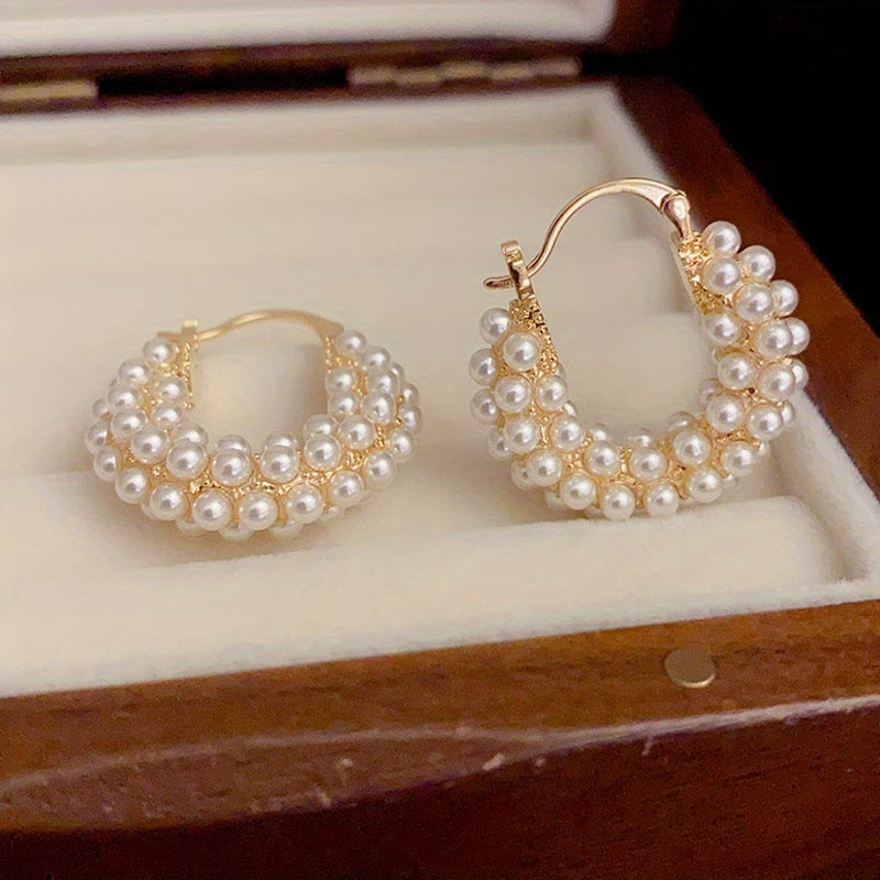 Boucles d'Oreilles en Cerceau avec Perles Superposées