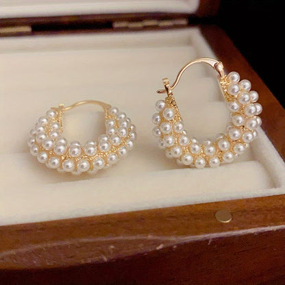 Boucles d'Oreilles en Cerceau avec Perles Superposées
