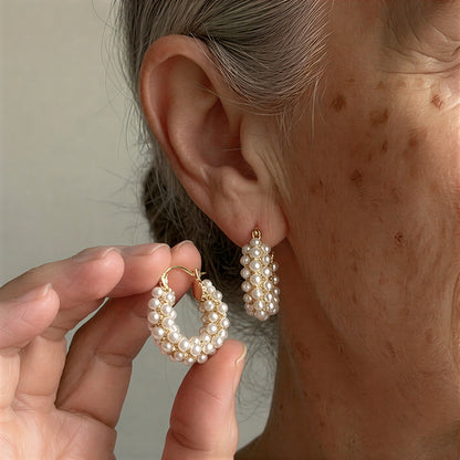 Boucles d'Oreilles en Cerceau avec Perles Superposées