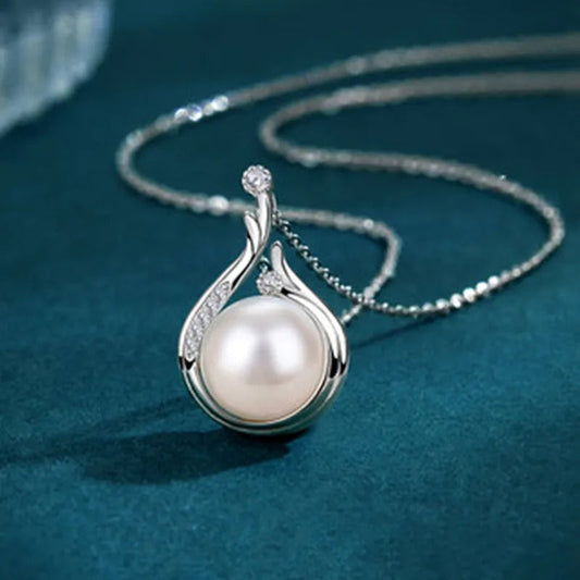 Collier Vintage Perle Larme en Argent