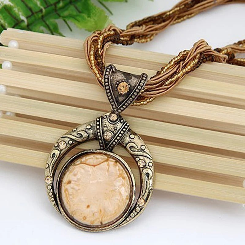 Collier Pendentif Perles Ethniques Artisanal