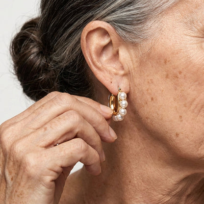Boucles d'oreilles créoles en perles
