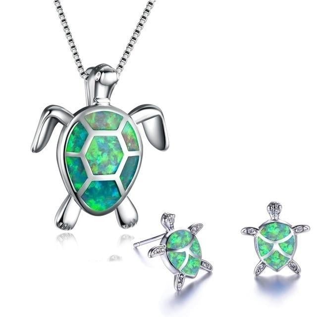 Parure Tortue de Mer Opale et Argent